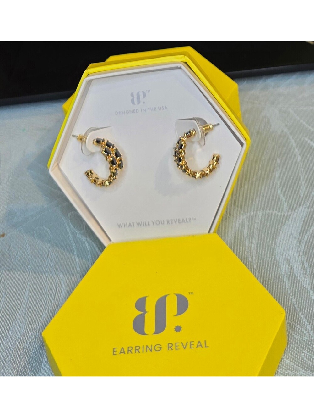 Earring Reveal The Rivington Black Onyx Cubic Zirconia Gold-